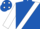 ROYAL BLUE, white sash & sleeves, white spots on cap