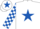 White, Royal Blue star on body and cap, check sleeves