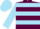 Maroon, sky blue hoops, sky blue sleeves, sky blue cap