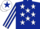 Dark Blue, White stars, striped sleeves, White cap, Dark Blue star