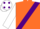 Orange, Purple sash, White sleeves, White cap, Purple spots