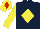 DARK BLUE, yellow diamond & sleeves, yellow cap, red diamond