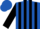 Royal Blue and Black stripes, Black sleeves, Royal Blue cap