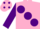 Pink, large purple spots, sleeves and spots on cap