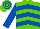 LIGHT GREEN & ROYAL BLUE CHEVRONS, royal blue sleeves, hooped cap
