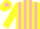 Yellow and Pink stripes, Yellow sleeves, Yellow cap, Pink star