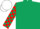 Dark Green, Dark Green and Red check sleeves, White cap