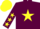 Maroon, Yellow star, Maroon sleeves, Yellow stars, Yellow cap