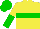 Yellow, Green Hoop, Yellow and Green Halved Sleeves, Green Cap