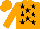 ORANGE, black stars, orange sleeves & cap