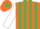 ORANGE & EMERALD GREEN STRIPES, white sleeves, orange cap, emerald green star