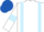 White, Light Blue braces and armlets, Royal Blue cap