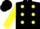 BLACK, yellow spots, yellow sleeves, black cap