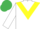 White, yellow chevron, emerald green cap