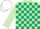 Light Green and Dark Green check, Light Green sleeves, White cap