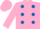 Pink, royal blue spots, pink cap