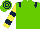 Light Green, Dark Blue epaulets, Yellow and Dark Blue hooped sleeves and cap