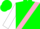 Green, Pink sash, White sleeves, Green cap