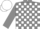 Grey and White check, White cap
