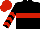 Black, Red hoop, chevrons on sleeves, Red cap