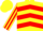 Yellow, Red chevrons, striped sleeves, Yellow cap