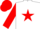 White, red star, sleeves and cap