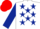 White, Dark Blue stars and sleeves, Red cap