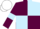 Maroon and Light Blue (quartered), Maroon sleeves, Light Blue armlets, White cap