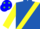 ROYAL BLUE,  yellow sash & slvs,blue cap,emerald green spots