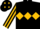 Black, Gold triple diamond, striped sleeves and diamonds on cap