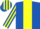 ROYAL BLUE, yellow panel, striped sleeves & cap