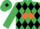 Emerald Green, Black Diamonds, Orange Diamond Belt, Orange Band on sleeves