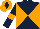 Dark Blue and Orange diabolo, Dark Blue sleeves, Orange armlets, Orange cap, Dark Blue diamond