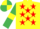 Yellow, Red stars, Emerald Green sleeves, Yellow armlets, Yellow and Emerald Green quartered cap