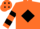 ORANGE, black diamond, hooped sleeves, orange cap, black diamonds