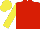red, yellow sleeves and cap