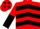 RED & BLACK CHEVRONS, halved sleeves, black stars on cap