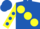 Royal Blue, large Yellow spots, Yellow sleeves, Royal Blue spots