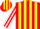 RED & YELLOW STRIPES, white & red striped sleeves, yellow & red striped cap