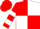 Red and White (quartered), hooped sleeves, Red cap