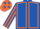 Royal Blue, Orange seams, striped sleeves, Orange cap, Royal Blue stars