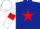 Dark Blue, Red star, White sleeves, Red armlets and star on White cap