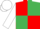 RED & EMERALD GREEN QUARTERED, white sleeves & cap
