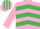Pink, emerald green chevrons, striped cap