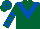 DARK GREEN, royal blue chevron, royal blue chevrons on sleeves, hooped cap