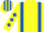 Yellow, Royal Blue braces, Yellow sleeves, Royal Blue diamonds, striped cap