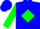 Blue, Green Diamond, Green Sleeves, Blue Cuffs