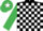 BLACK & WHITE CHECK, emerald green sleeves, emerald green cap, white star