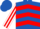 Royal Blue, Red chevrons, White and Red striped sleeves, royal blue cap