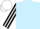 Light Blue, Black and White striped sleeves, White cap